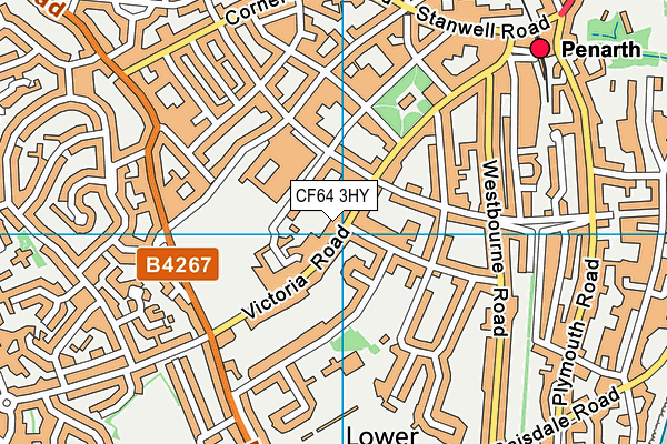 CF64 3HY map - OS VectorMap District (Ordnance Survey)