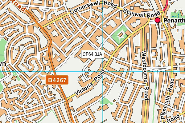 CF64 3JA map - OS VectorMap District (Ordnance Survey)