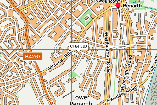 CF64 3JD map - OS VectorMap District (Ordnance Survey)