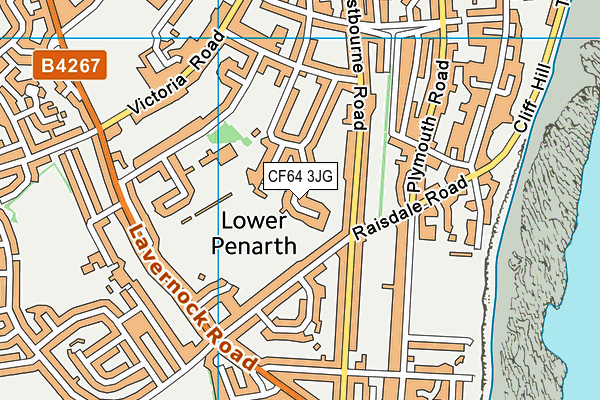 CF64 3JG map - OS VectorMap District (Ordnance Survey)