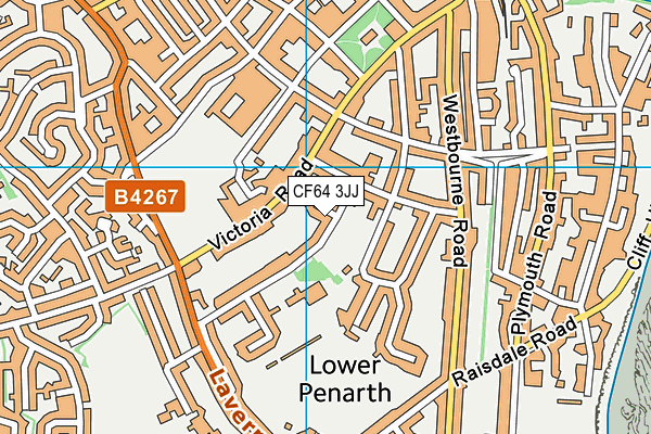 CF64 3JJ map - OS VectorMap District (Ordnance Survey)