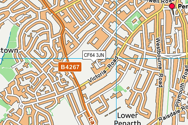 CF64 3JN map - OS VectorMap District (Ordnance Survey)