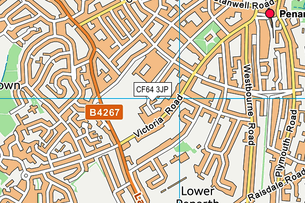 CF64 3JP map - OS VectorMap District (Ordnance Survey)