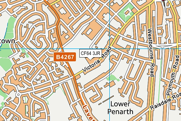 CF64 3JR map - OS VectorMap District (Ordnance Survey)
