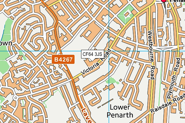CF64 3JS map - OS VectorMap District (Ordnance Survey)