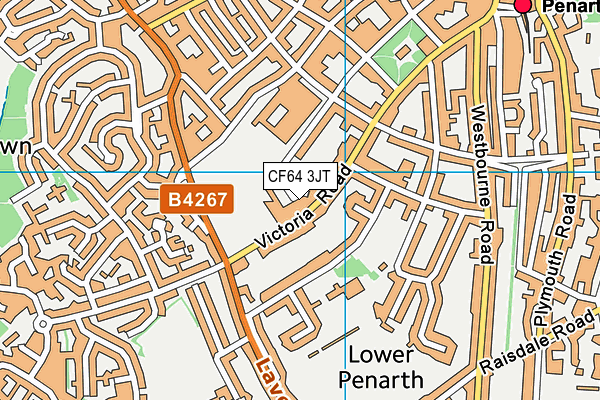 CF64 3JT map - OS VectorMap District (Ordnance Survey)