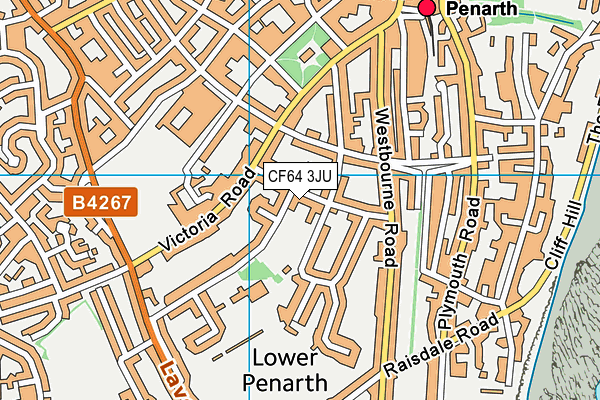 CF64 3JU map - OS VectorMap District (Ordnance Survey)