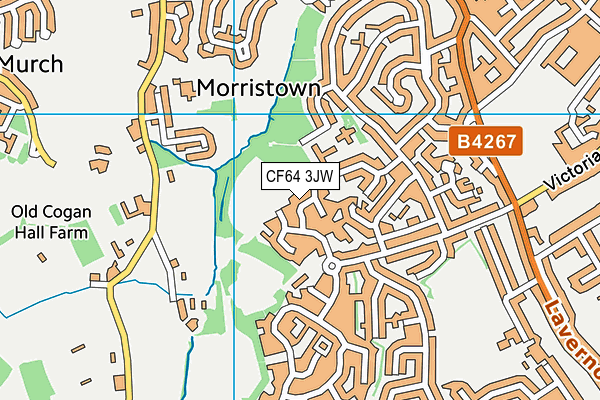 CF64 3JW map - OS VectorMap District (Ordnance Survey)