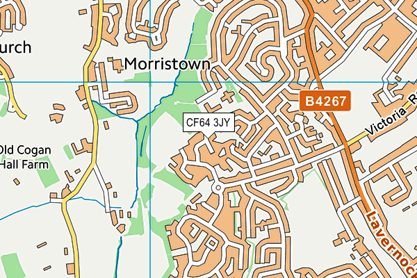 CF64 3JY map - OS VectorMap District (Ordnance Survey)