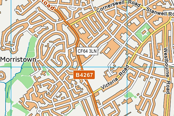 CF64 3LN map - OS VectorMap District (Ordnance Survey)