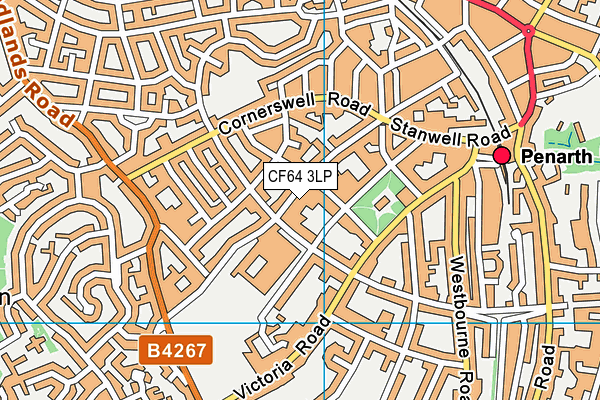 CF64 3LP map - OS VectorMap District (Ordnance Survey)