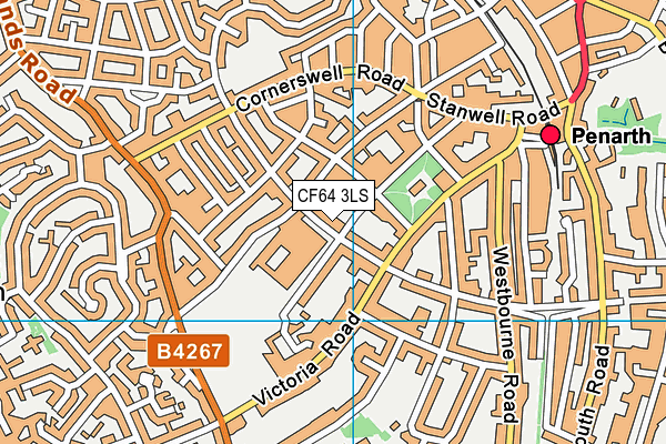 CF64 3LS map - OS VectorMap District (Ordnance Survey)