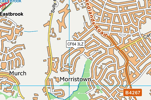 CF64 3LZ map - OS VectorMap District (Ordnance Survey)