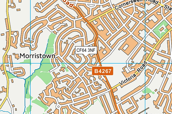 CF64 3NF map - OS VectorMap District (Ordnance Survey)