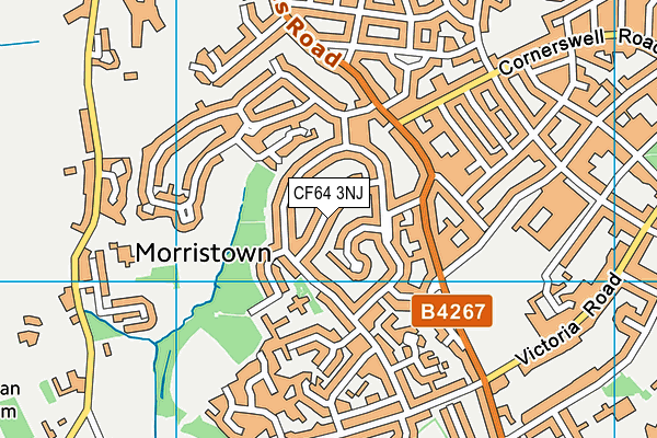 CF64 3NJ map - OS VectorMap District (Ordnance Survey)