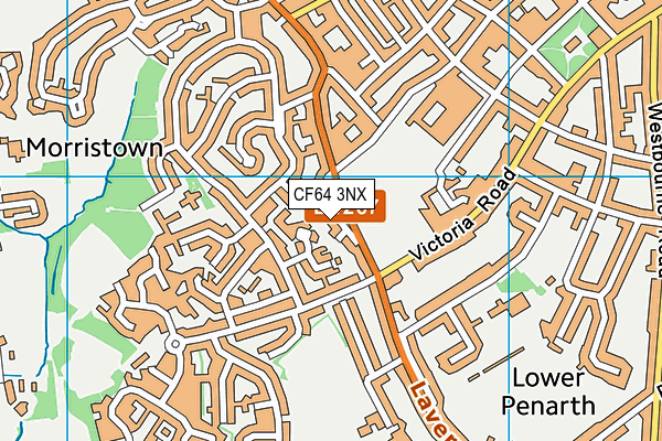 CF64 3NX map - OS VectorMap District (Ordnance Survey)