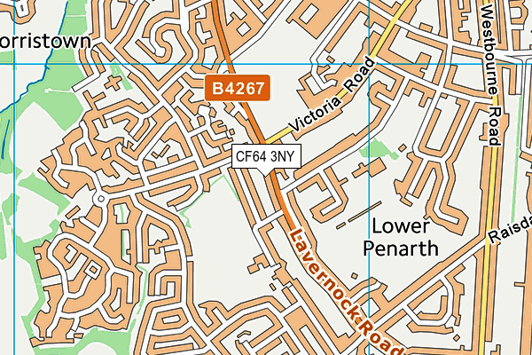 CF64 3NY map - OS VectorMap District (Ordnance Survey)