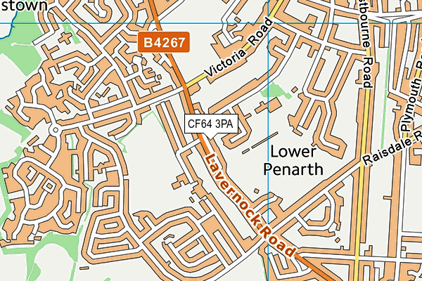 CF64 3PA map - OS VectorMap District (Ordnance Survey)