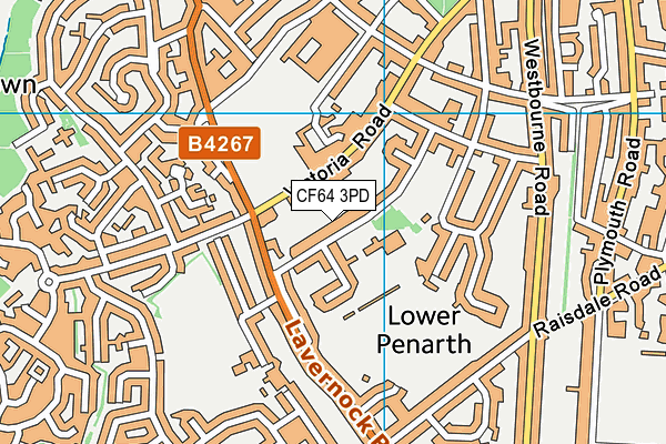 CF64 3PD map - OS VectorMap District (Ordnance Survey)