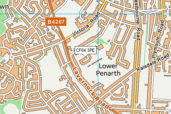 CF64 3PE map - OS VectorMap District (Ordnance Survey)