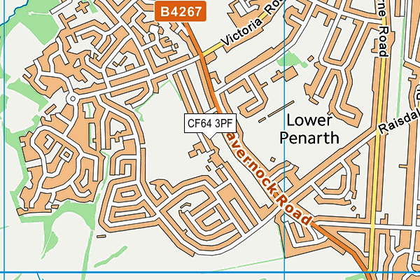 CF64 3PF map - OS VectorMap District (Ordnance Survey)