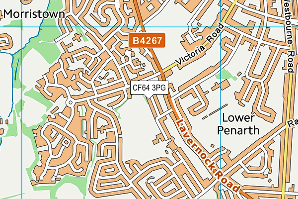 CF64 3PG map - OS VectorMap District (Ordnance Survey)