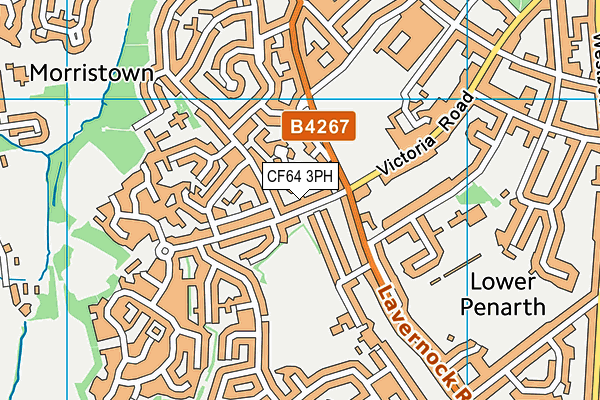 CF64 3PH map - OS VectorMap District (Ordnance Survey)