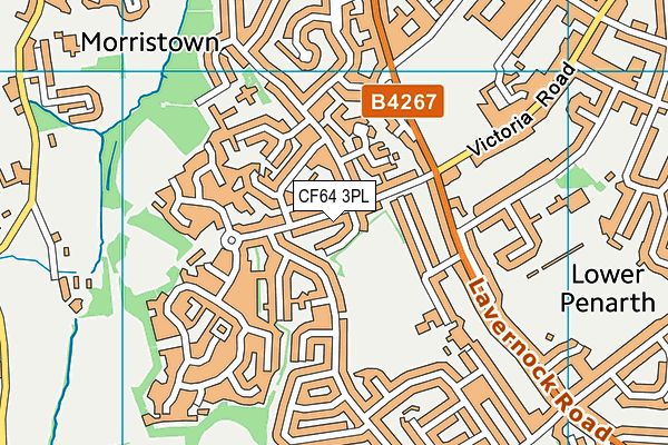CF64 3PL map - OS VectorMap District (Ordnance Survey)