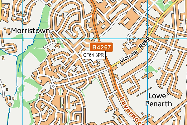 CF64 3PR map - OS VectorMap District (Ordnance Survey)