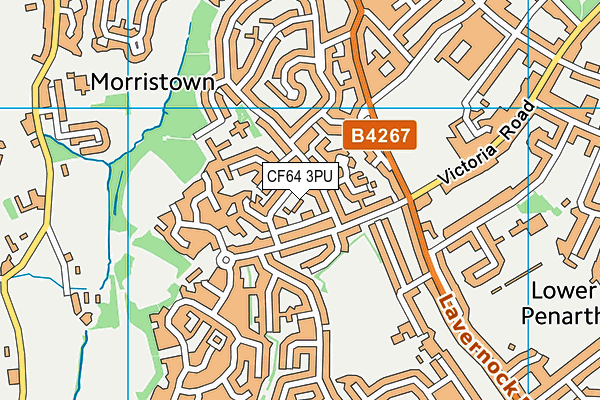 CF64 3PU map - OS VectorMap District (Ordnance Survey)