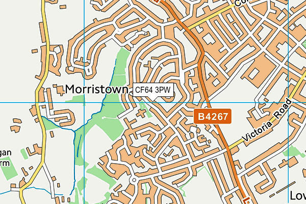 CF64 3PW map - OS VectorMap District (Ordnance Survey)