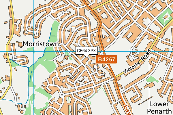 CF64 3PX map - OS VectorMap District (Ordnance Survey)