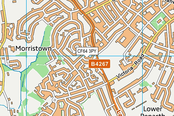 CF64 3PY map - OS VectorMap District (Ordnance Survey)