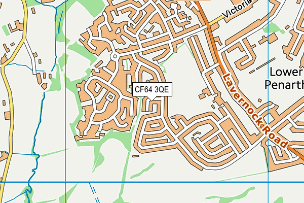 CF64 3QE map - OS VectorMap District (Ordnance Survey)