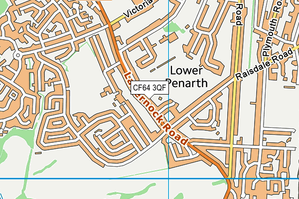 CF64 3QF map - OS VectorMap District (Ordnance Survey)