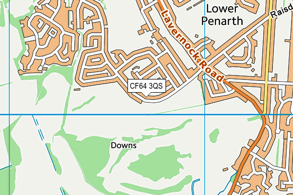 CF64 3QS map - OS VectorMap District (Ordnance Survey)