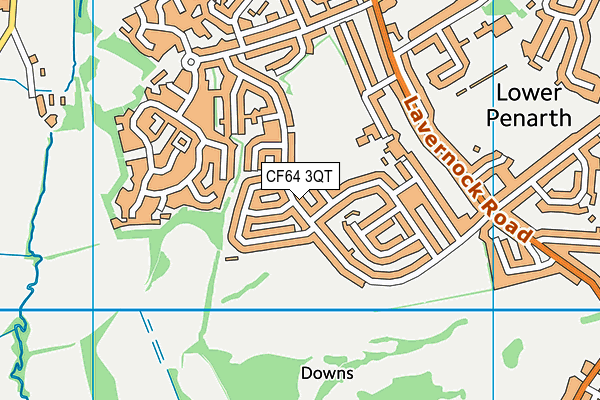 CF64 3QT map - OS VectorMap District (Ordnance Survey)