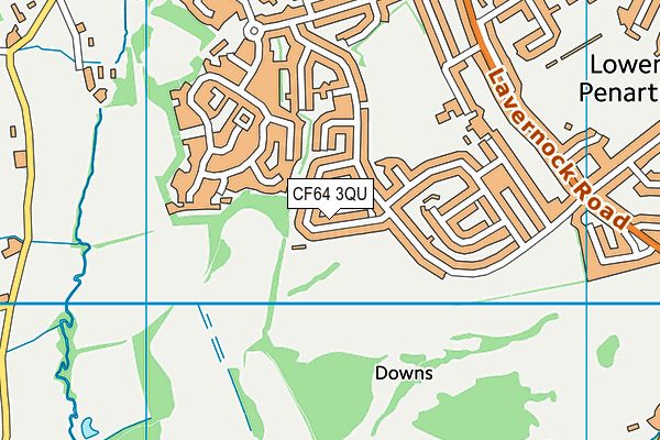 CF64 3QU map - OS VectorMap District (Ordnance Survey)