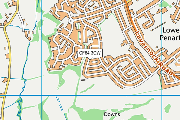 CF64 3QW map - OS VectorMap District (Ordnance Survey)