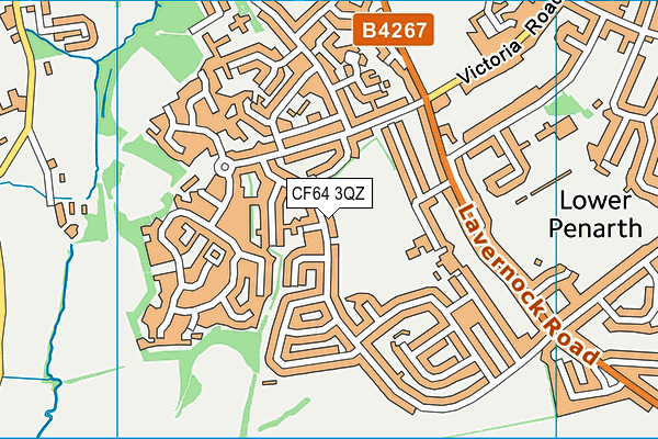 CF64 3QZ map - OS VectorMap District (Ordnance Survey)