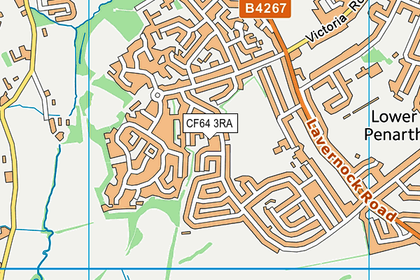 CF64 3RA map - OS VectorMap District (Ordnance Survey)