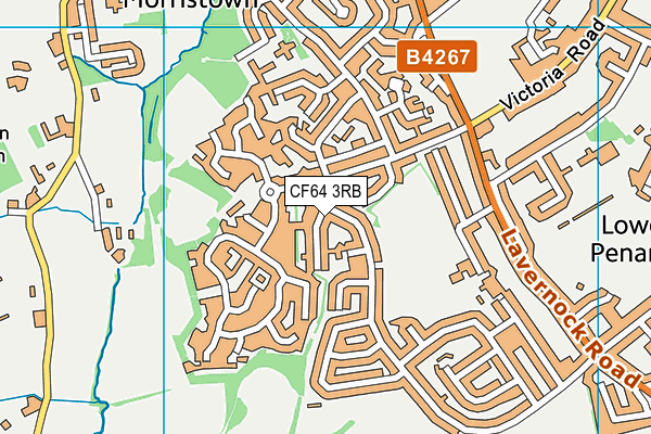 CF64 3RB map - OS VectorMap District (Ordnance Survey)