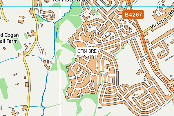 CF64 3RE map - OS VectorMap District (Ordnance Survey)