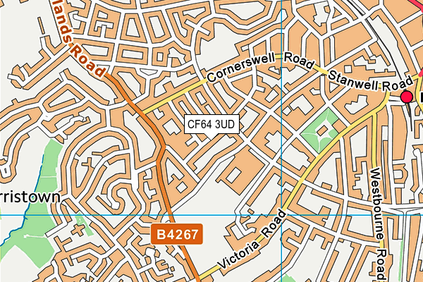 CF64 3UD map - OS VectorMap District (Ordnance Survey)