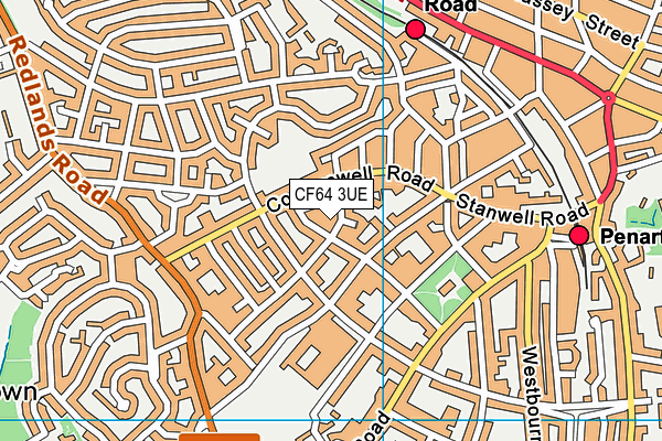 CF64 3UE map - OS VectorMap District (Ordnance Survey)