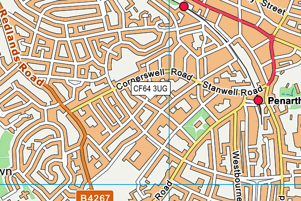 CF64 3UG map - OS VectorMap District (Ordnance Survey)