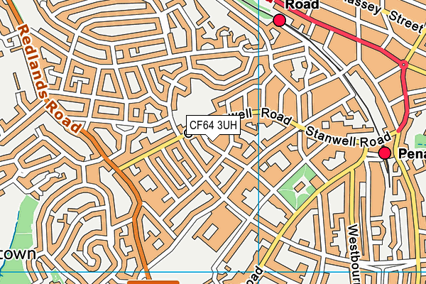 CF64 3UH map - OS VectorMap District (Ordnance Survey)