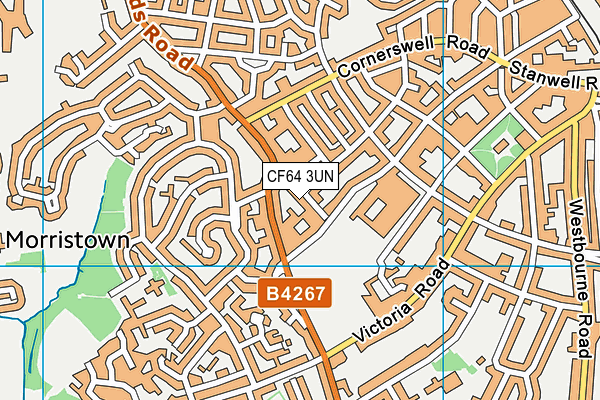 CF64 3UN map - OS VectorMap District (Ordnance Survey)
