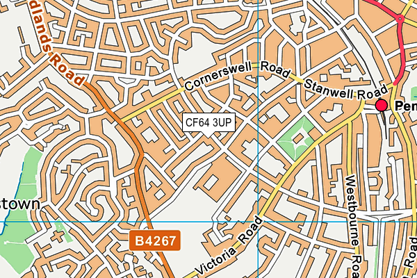 CF64 3UP map - OS VectorMap District (Ordnance Survey)