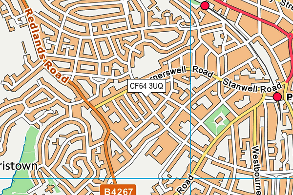 CF64 3UQ map - OS VectorMap District (Ordnance Survey)